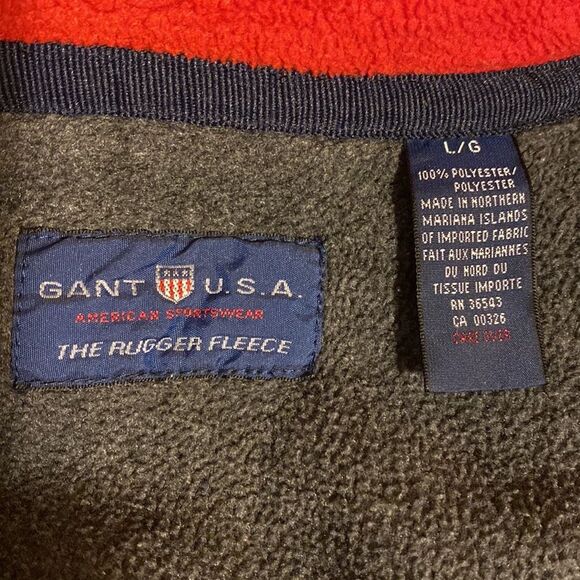 Gant USA The Rugger Fleece Red Half Zip Up Sweatshirt Size Large - Picture 3 of 7